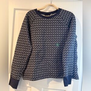 L.L. Bean Navy and White Quilted Crewneck